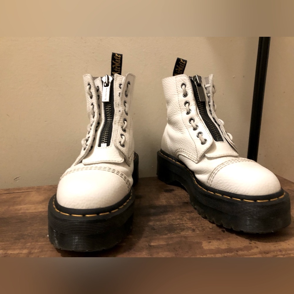 White Dr. Martens Sinclair platform boots